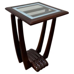American Art Deco Scalloped-Base End Table in Walnut