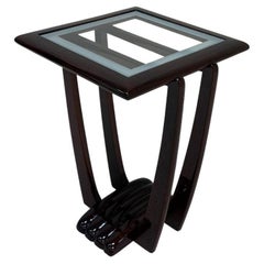 American Art Deco Scalloped-Base End Table in Walnut
