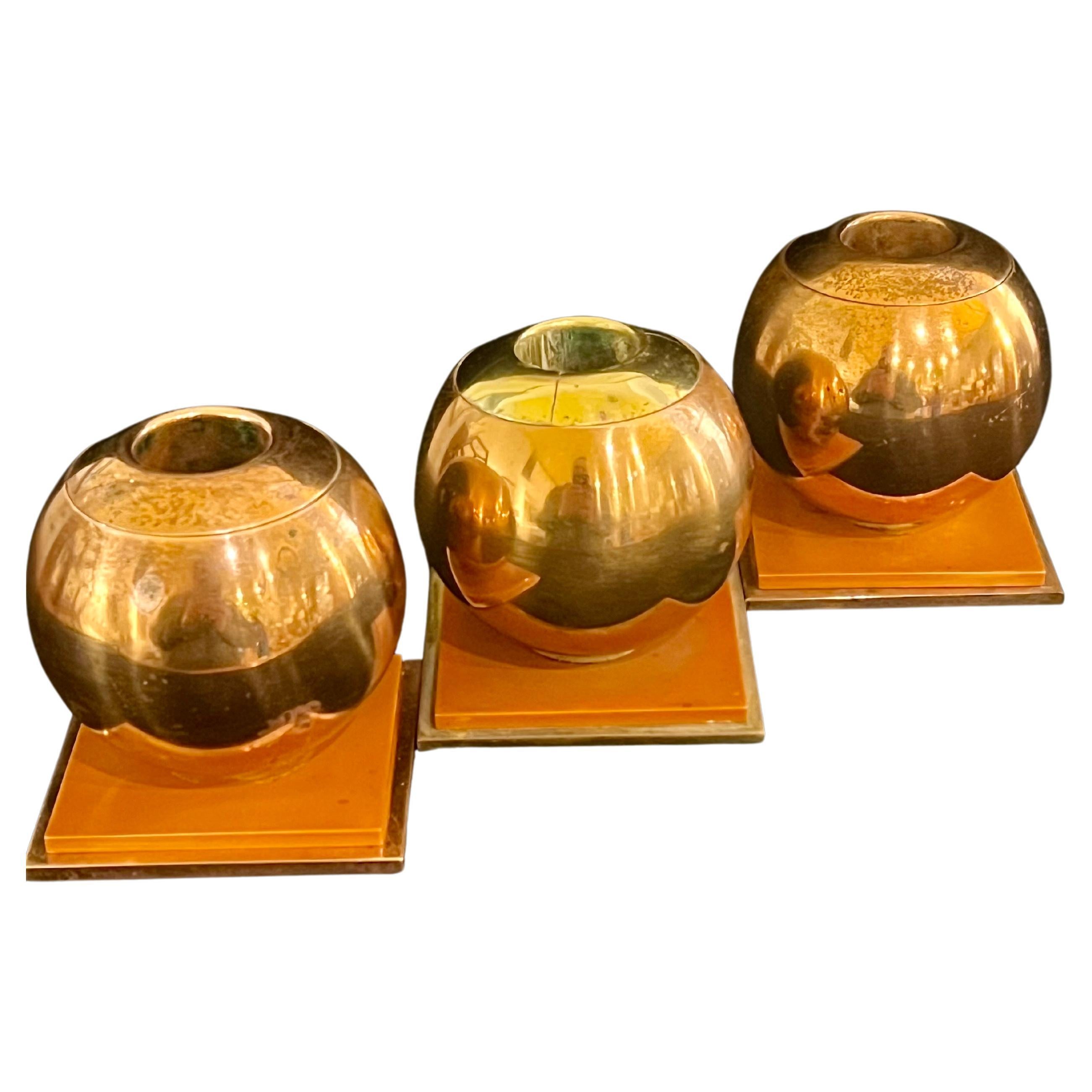 American Art Deco Set of 3 Candle Holders by Russel Wright for Chase For Sale