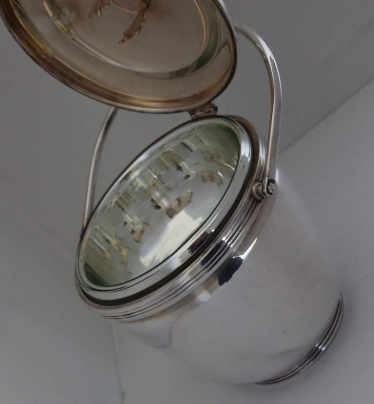 American Art Deco Sheffield Silver Plate Lidded Ice Bucket, USA For Sale 4