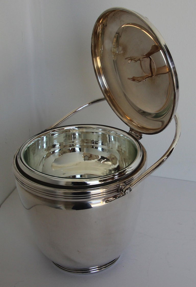 American Art Deco Sheffield Silver Plate Lidded Ice Bucket, USA For Sale 6