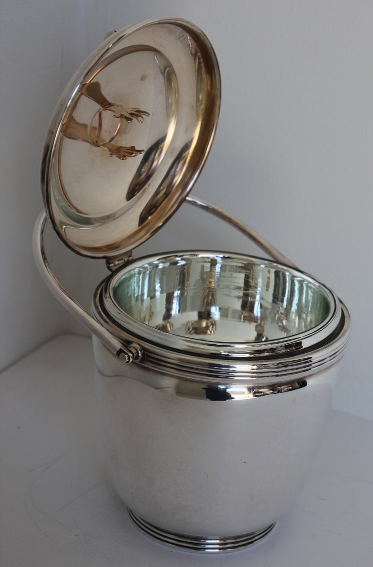 American Art Deco Sheffield Silver Plate Lidded Ice Bucket, USA For Sale 8