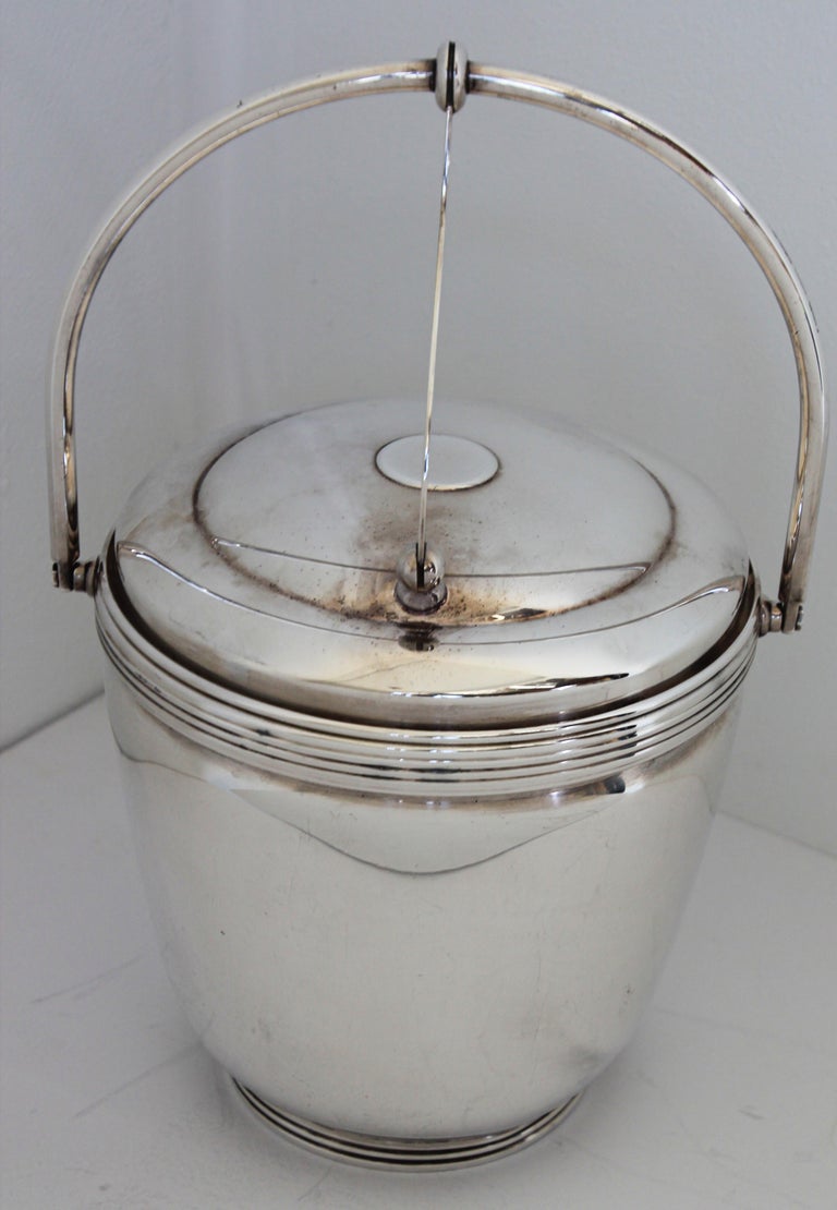 American Art Deco Sheffield Silver Plate Lidded Ice Bucket, USA For Sale 9