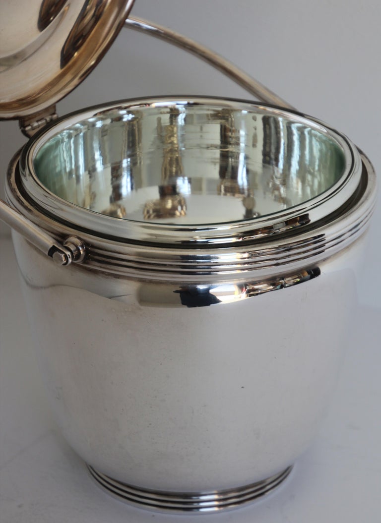 American Art Deco Sheffield Silver Plate Lidded Ice Bucket, USA For Sale 11