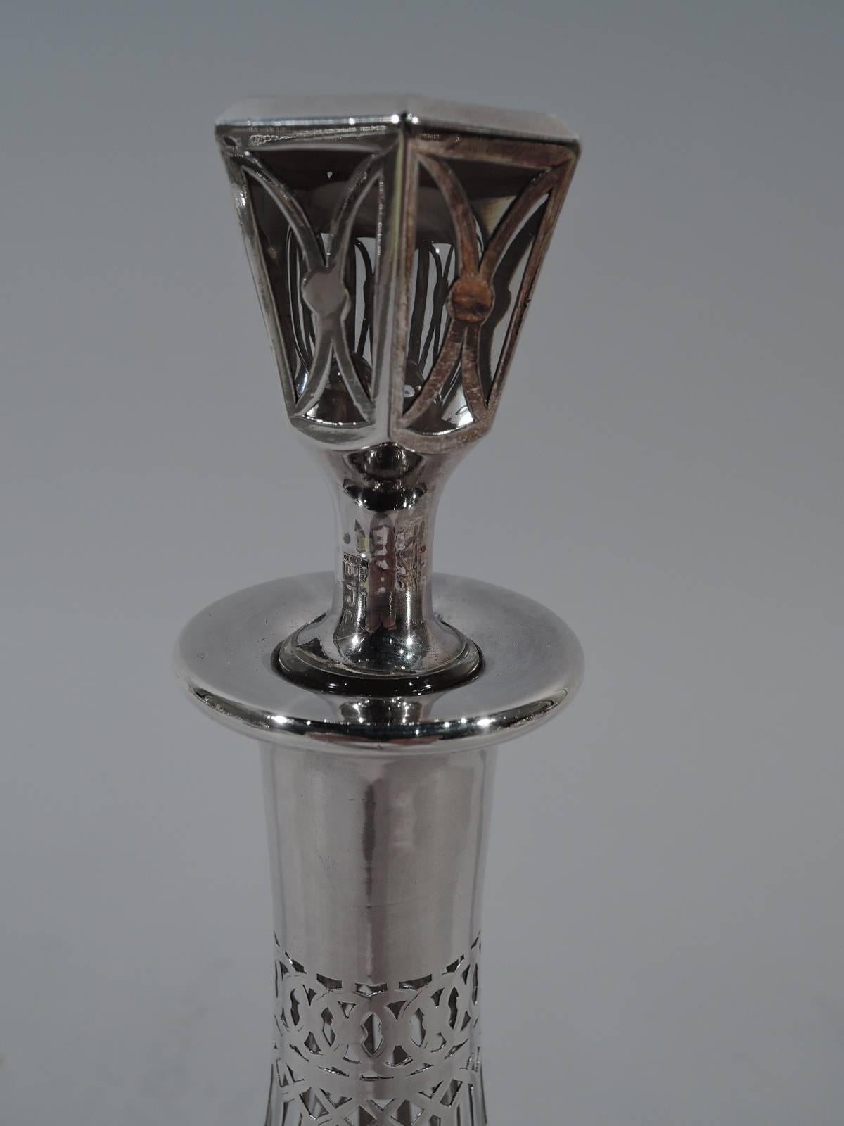 American Art Deco Silver Overlay Sherry Decanter In Excellent Condition In New York, NY