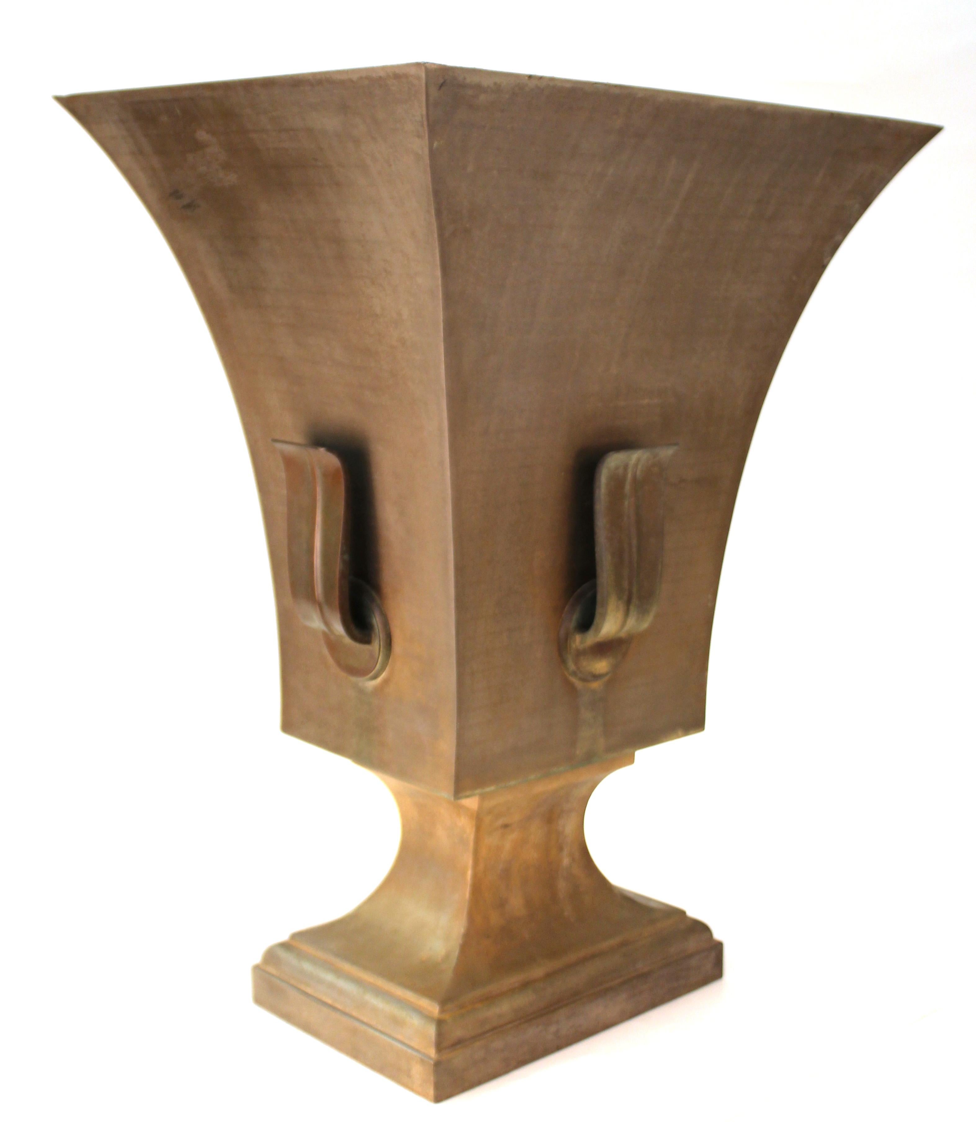 Early 20th Century American Art Deco Silvered Monumental Silvered Brass Urn-Shaped Table Base