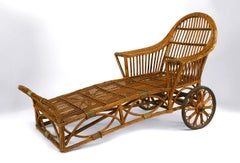 Amerikanische Art Deco Chaise aus gerahmtem Korbgeflecht