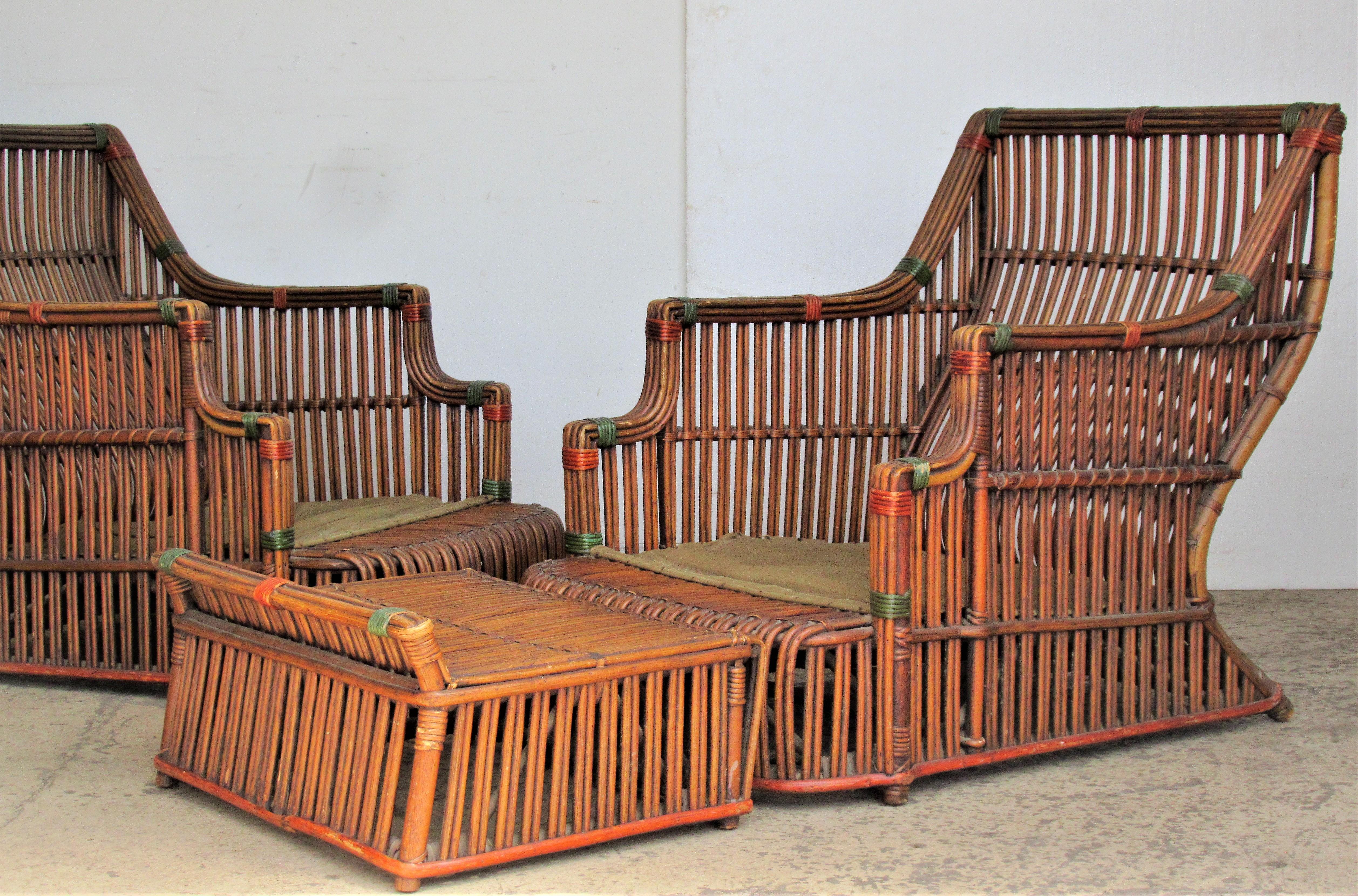 Rare American Art Deco Split Reed Furniture Set 6