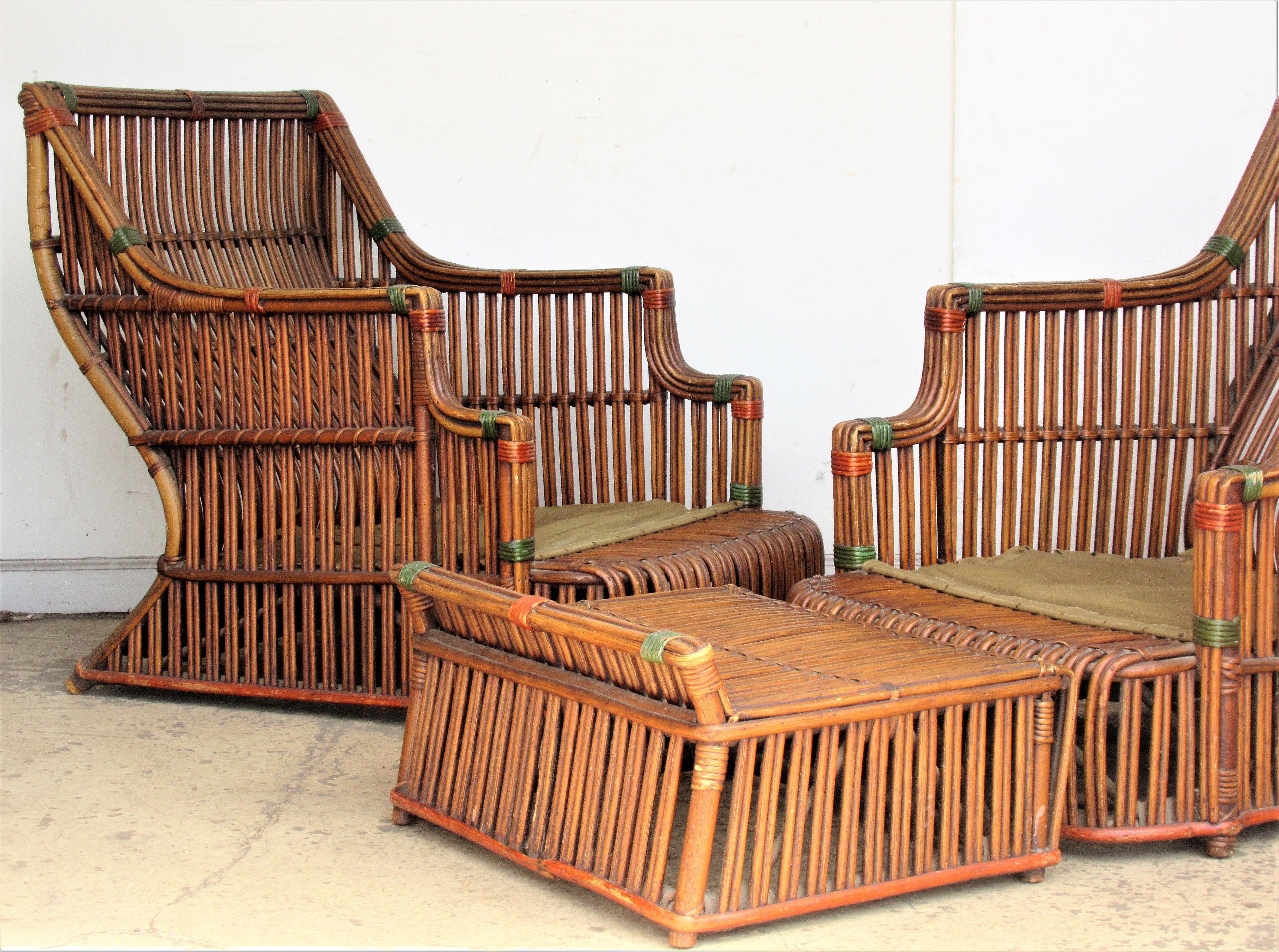 Rare American Art Deco Split Reed Furniture Set 2