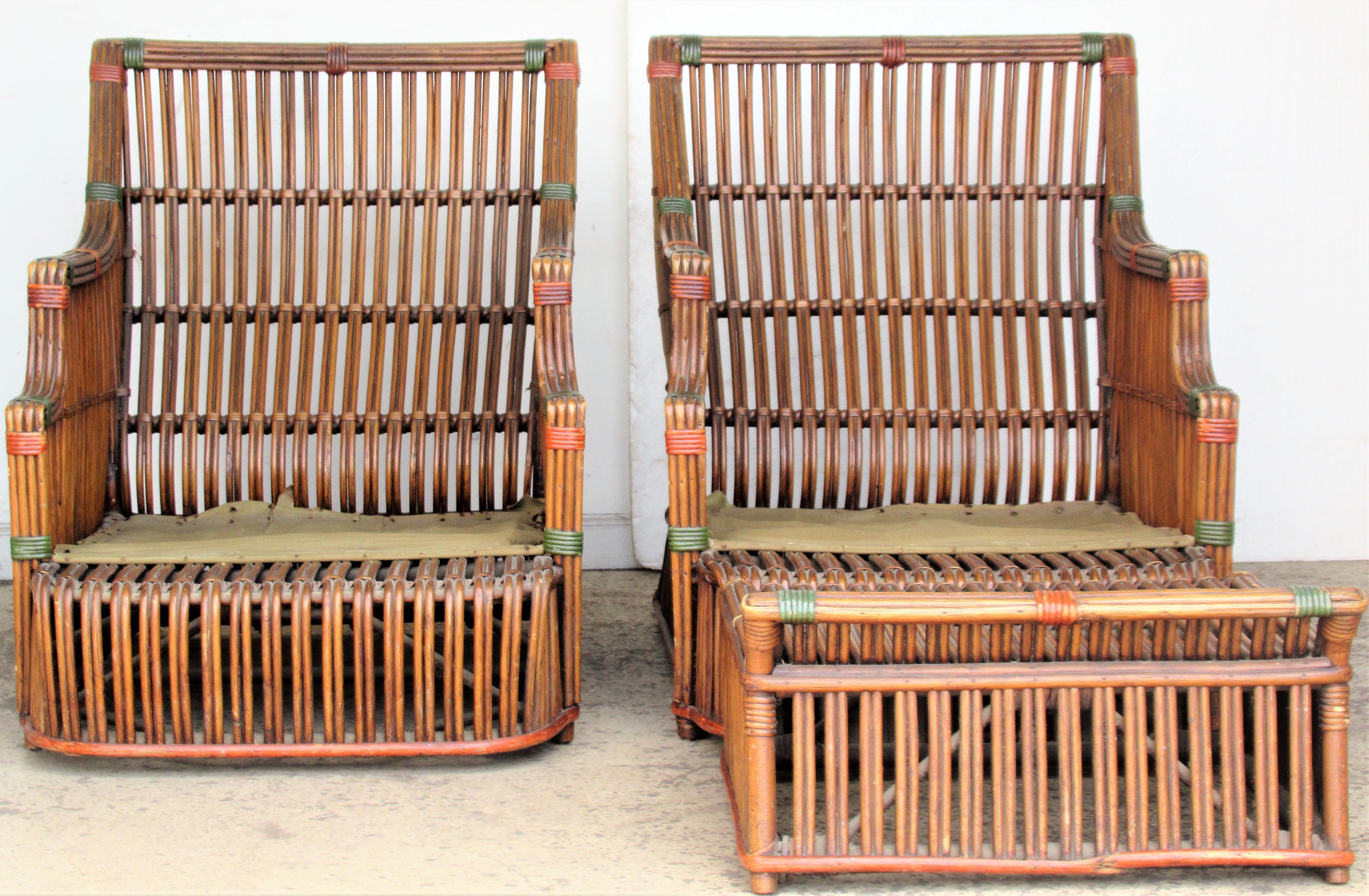 Rare American Art Deco Split Reed Furniture Set 7