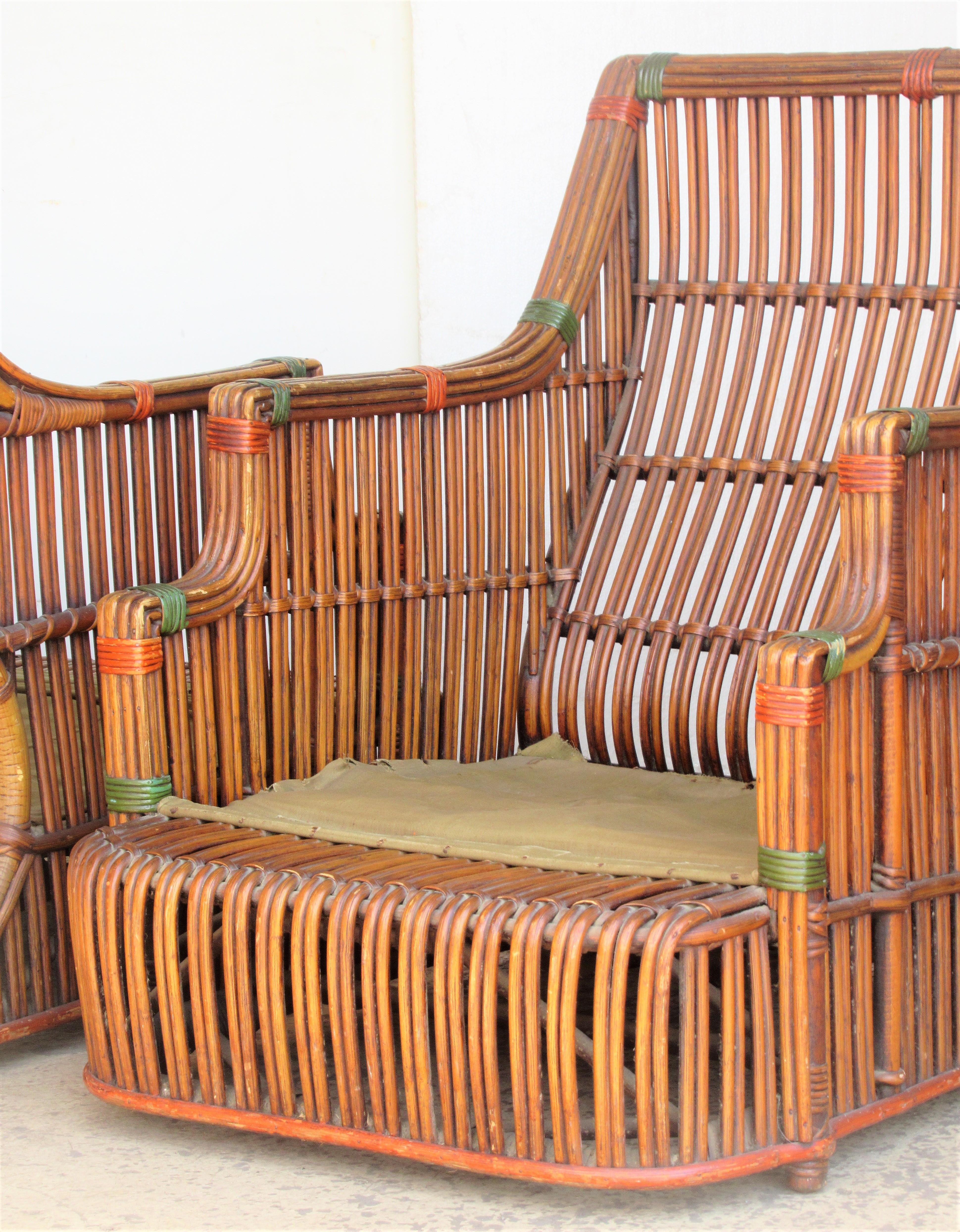 Rare American Art Deco Split Reed Furniture Set 11