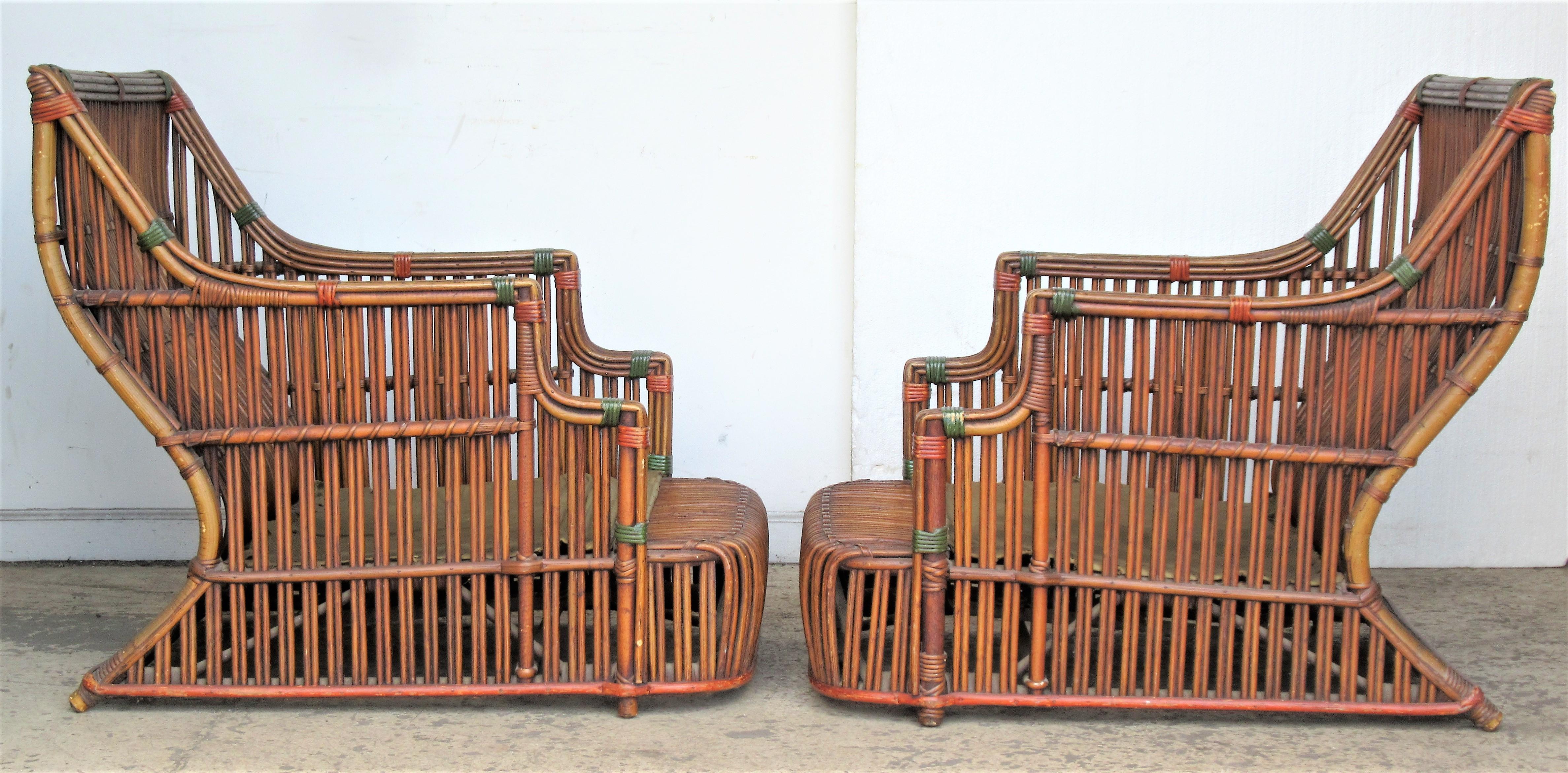 Rare American Art Deco Split Reed Furniture Set 5