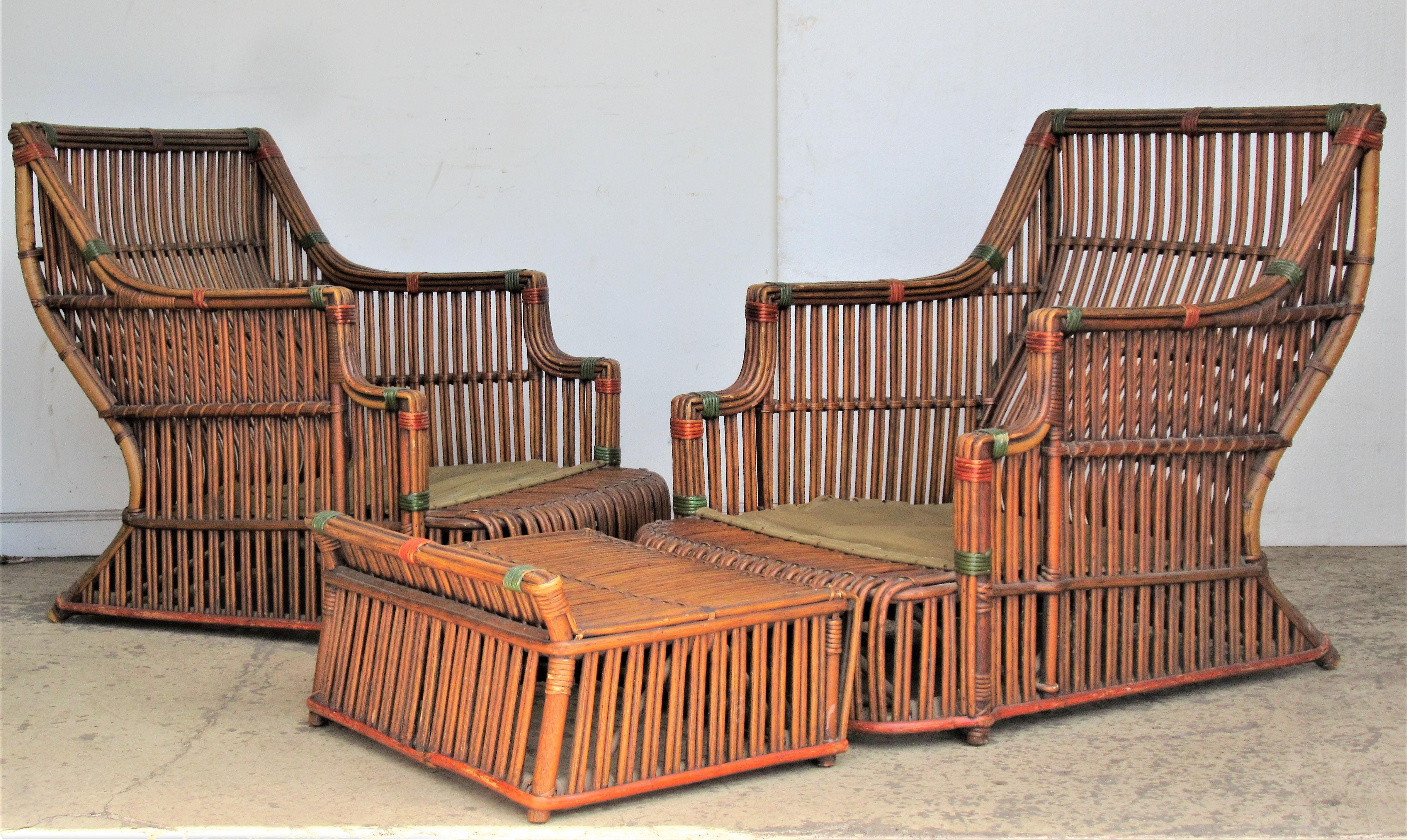 Rare American Art Deco Split Reed Furniture Set 12
