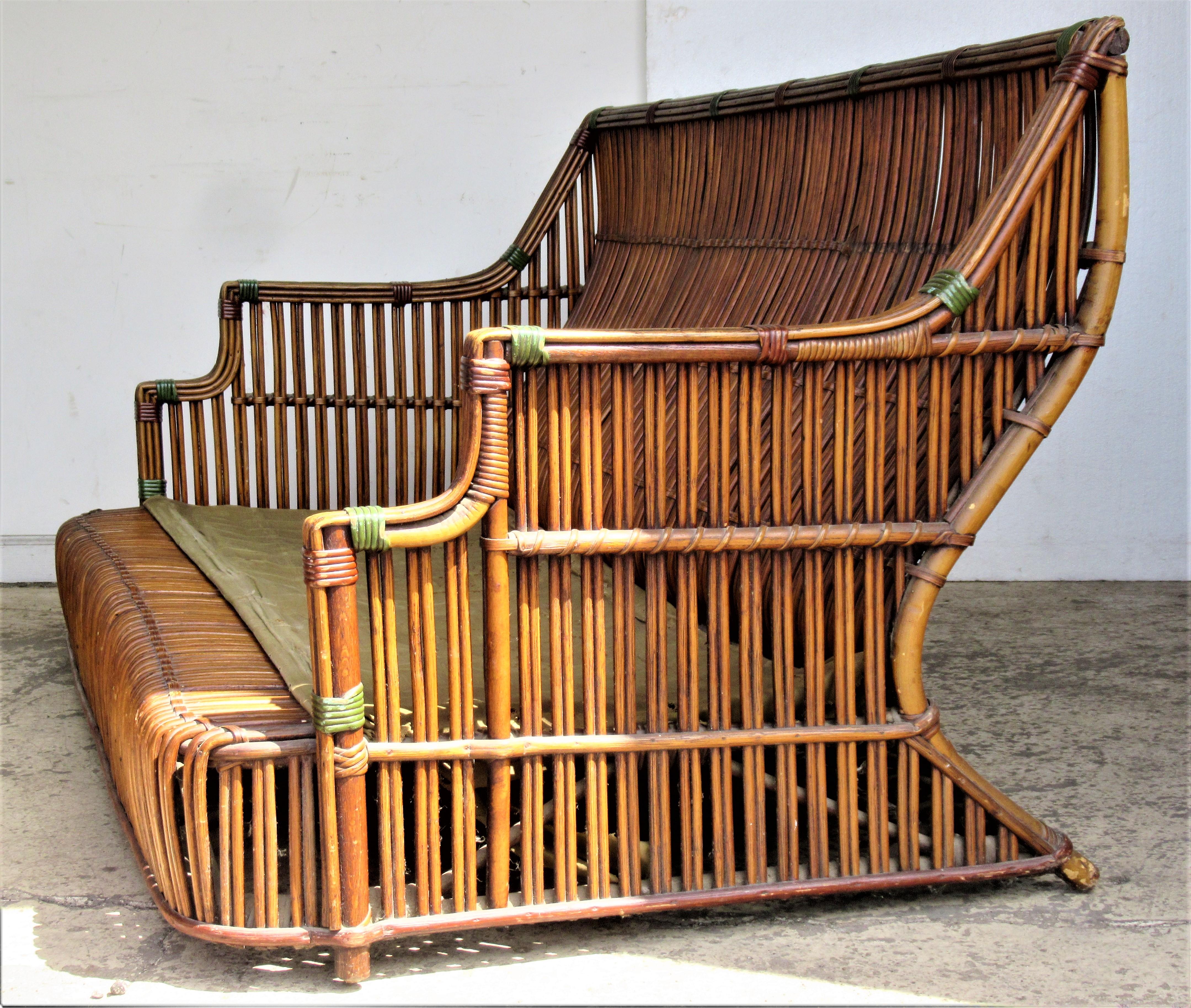 Cane Rare American Art Deco Split Reed Furniture Set