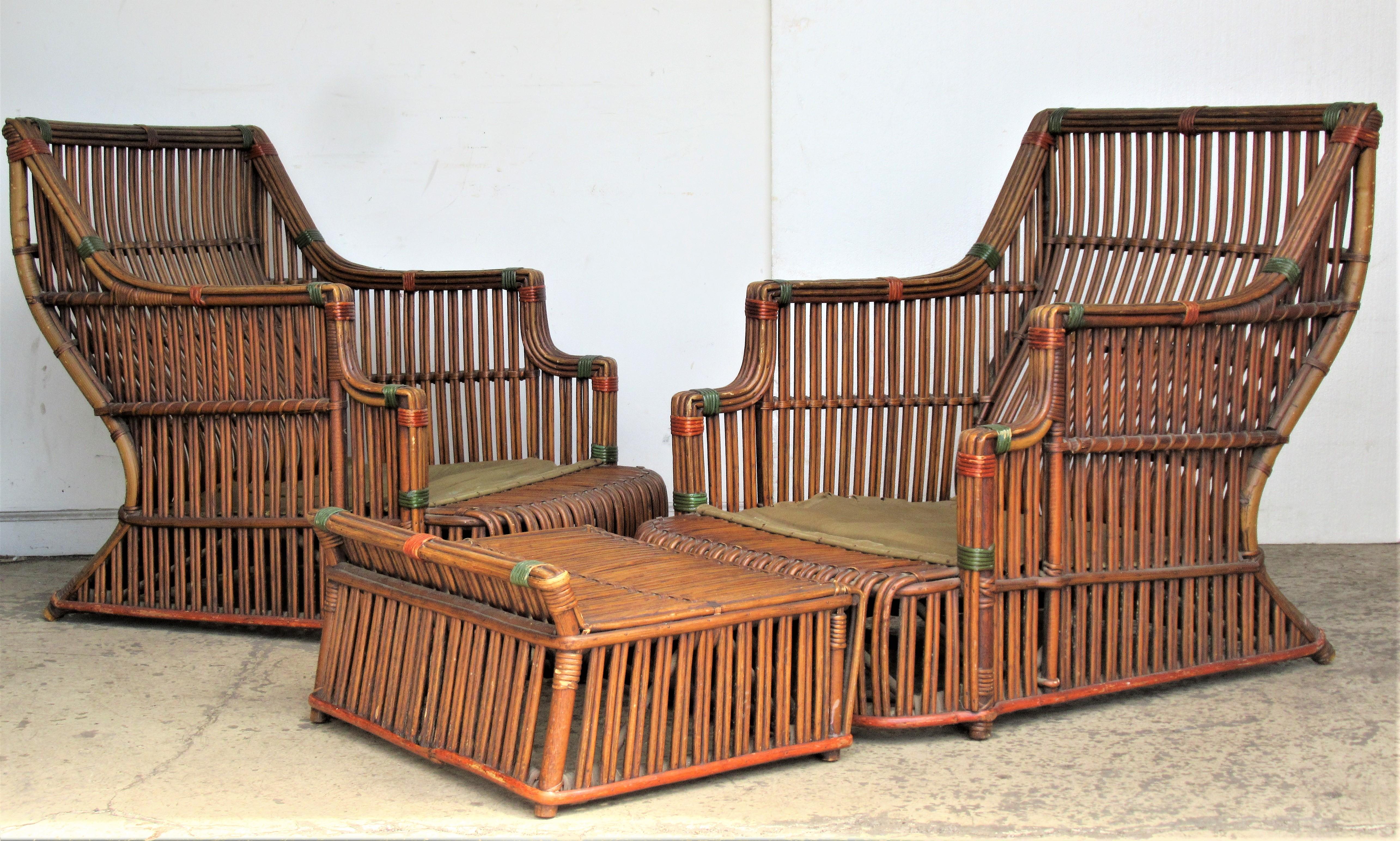 Rare American Art Deco Split Reed Furniture Set 1