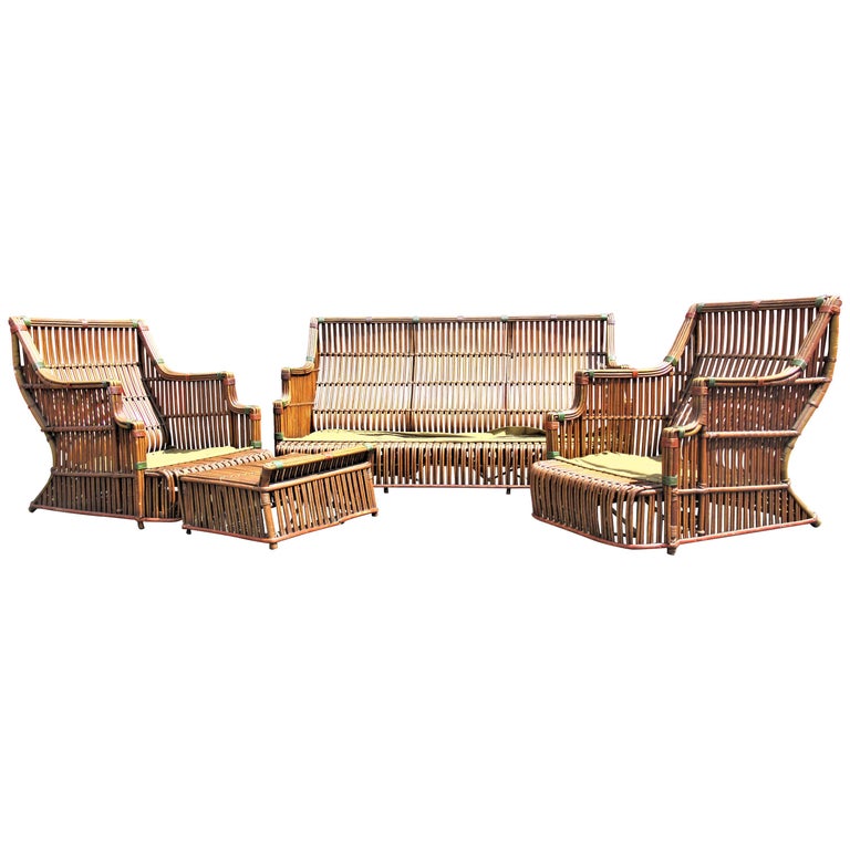 Rare American Art Deco Split Reed Furniture Set At 1stdibs - Art Deco Patio Furniture