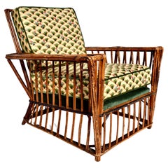 American Art Deco Split Reed Stick Wicker Presidents Lounge Chair