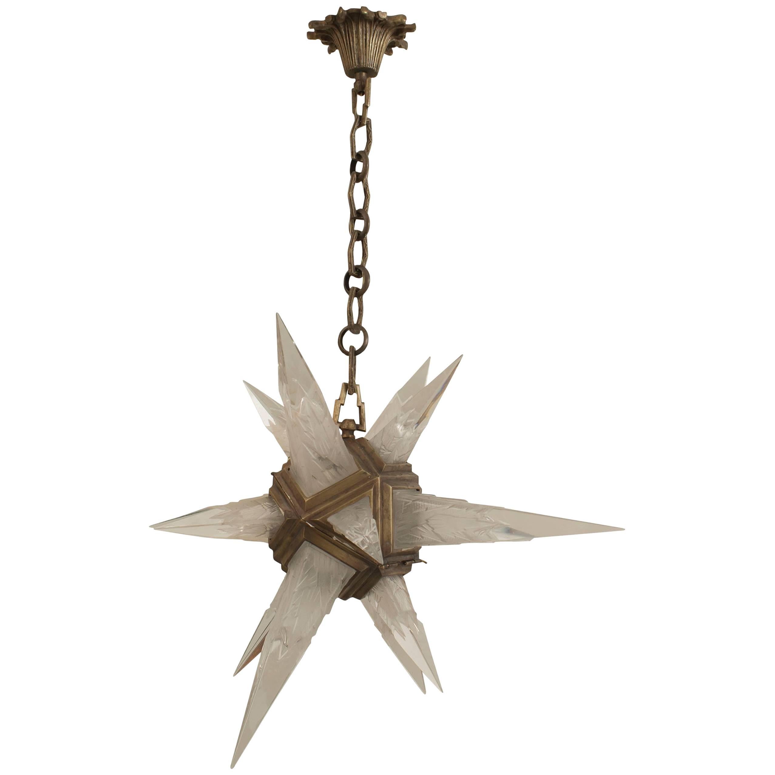 American Art Deco Star Form Chandelier, 1930s
