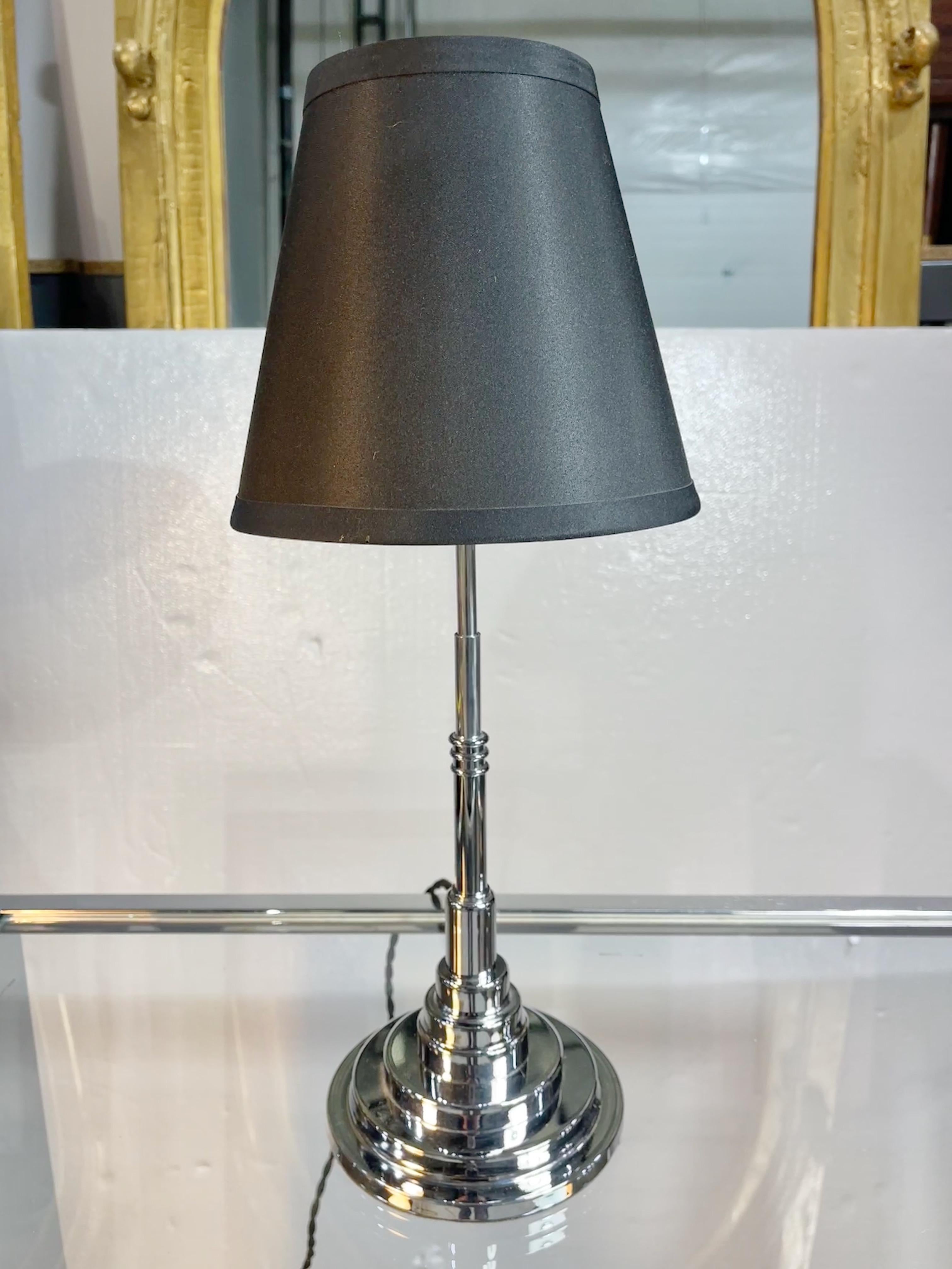Mid-20th Century American Art Deco Stepped Chrome Table Lamp For Sale