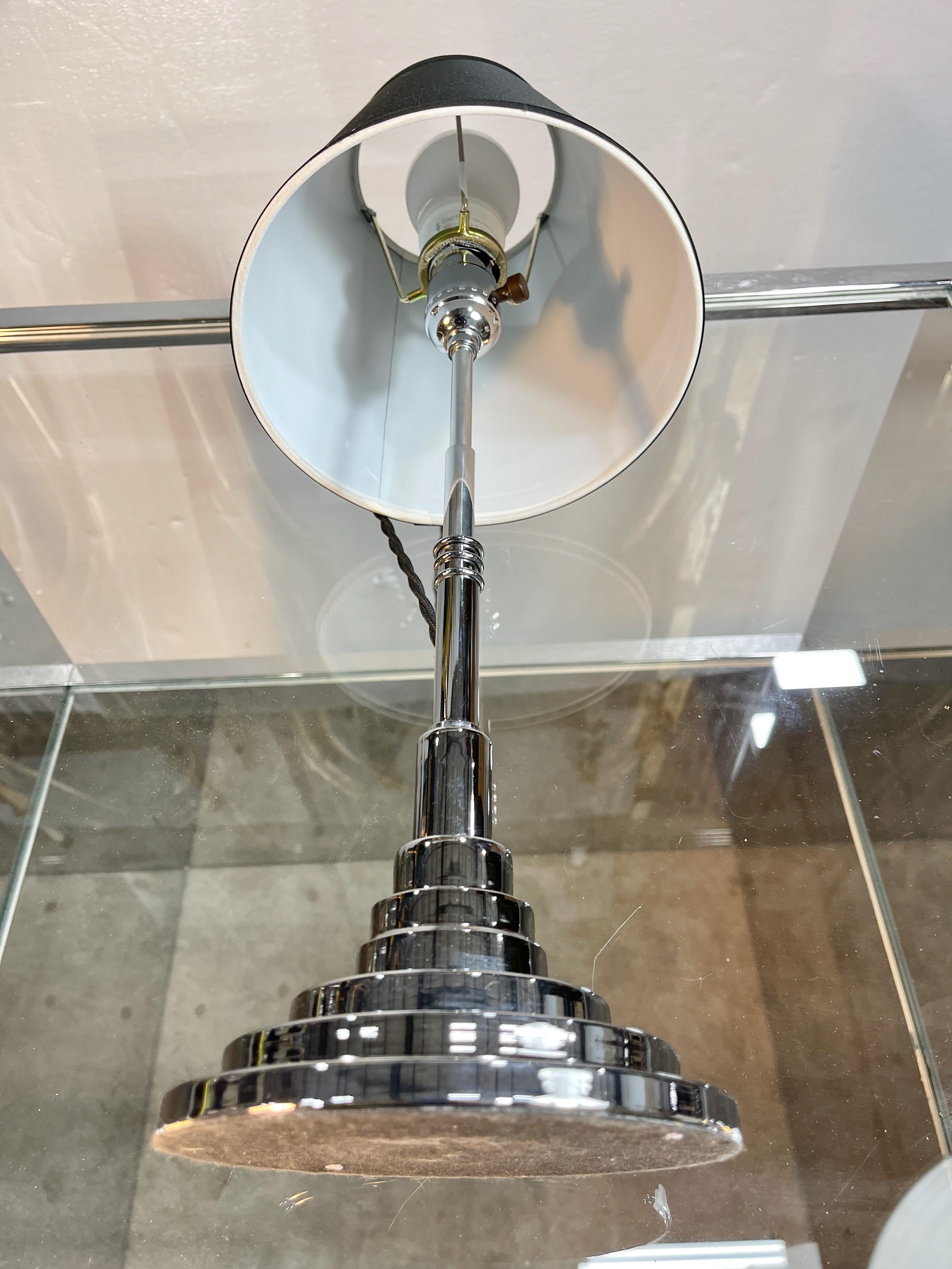 American Art Deco Stepped Chrome Table Lamp For Sale 3