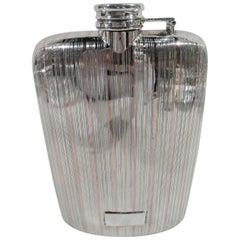 Amerikanischer Art-déco-Flask aus Sterlingsilber und 14-Karat-Gold