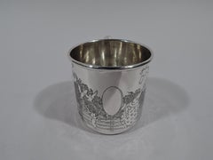 American Art Deco Sterling Silver Baby Cup with Circus Animals