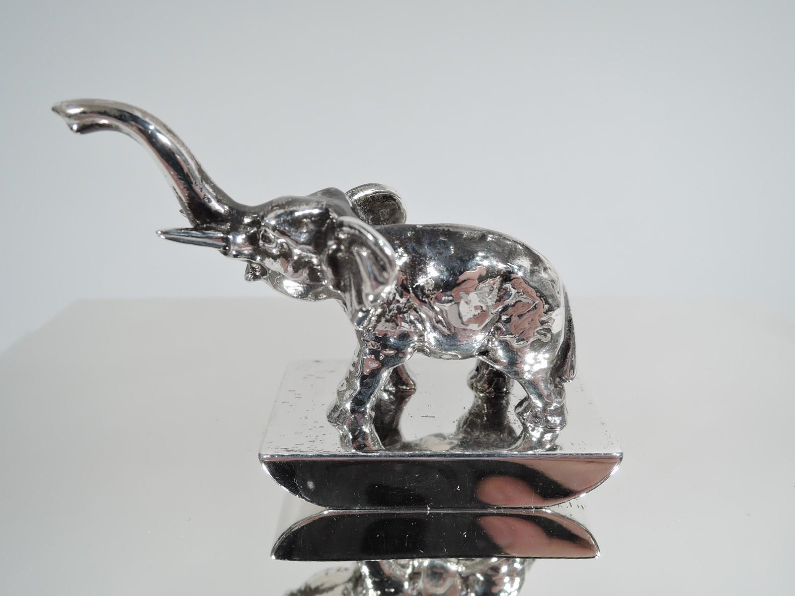 20th Century American Art Deco Sterling Silver Box with Elephant Finial