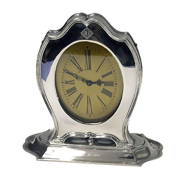 American Art Deco Sterling Silver Clock Reed & Barton, circa 1920 3