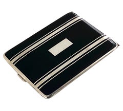 Amerikanisches Art-Déco-Zigarettenetui aus Sterlingsilber mit Emaille, um 1920