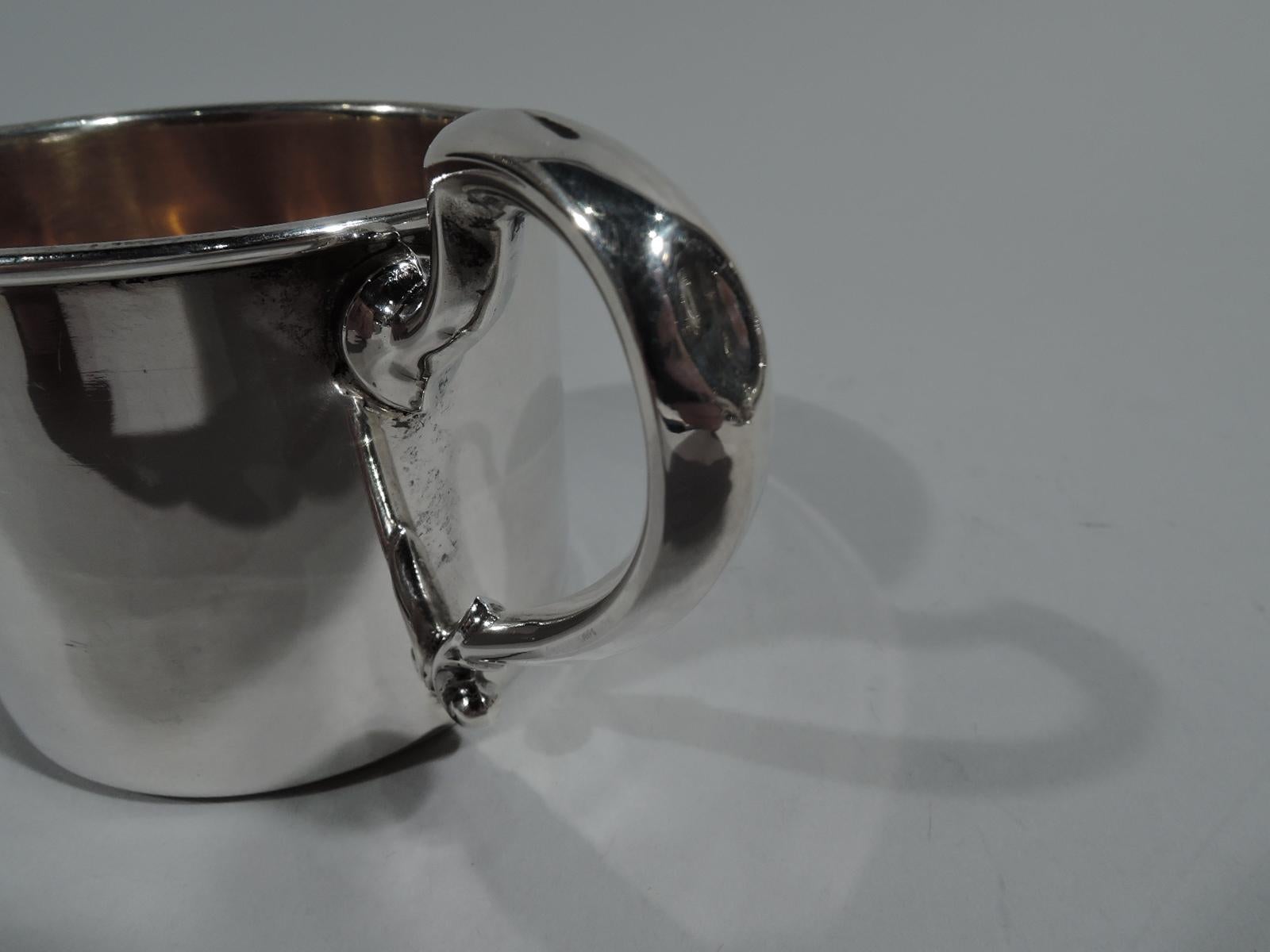 American Art Deco Sterling Silver and Enamel Drumming Clown Baby Cup In Good Condition In New York, NY