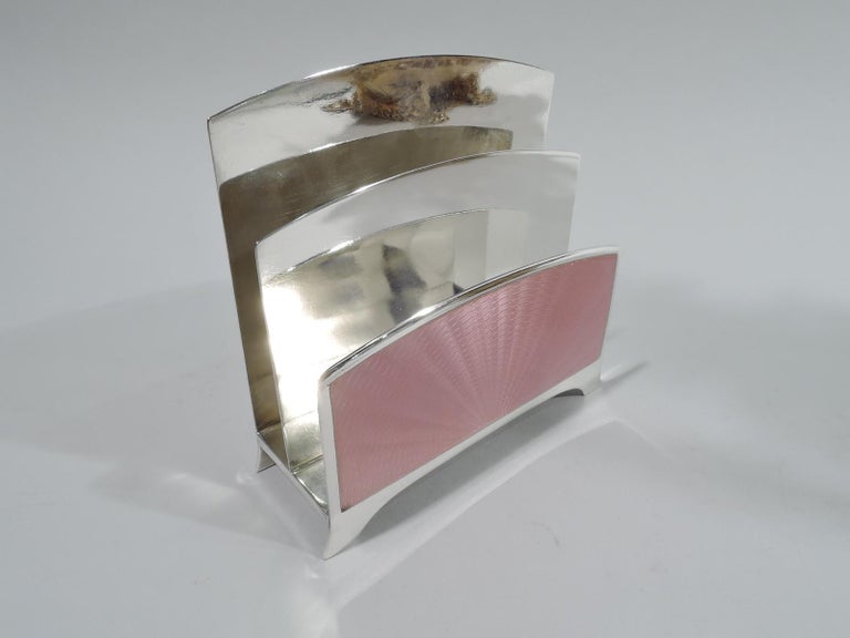 American Art Deco Sterling Silver and Pink Enamel Letter Rack For Sale ...