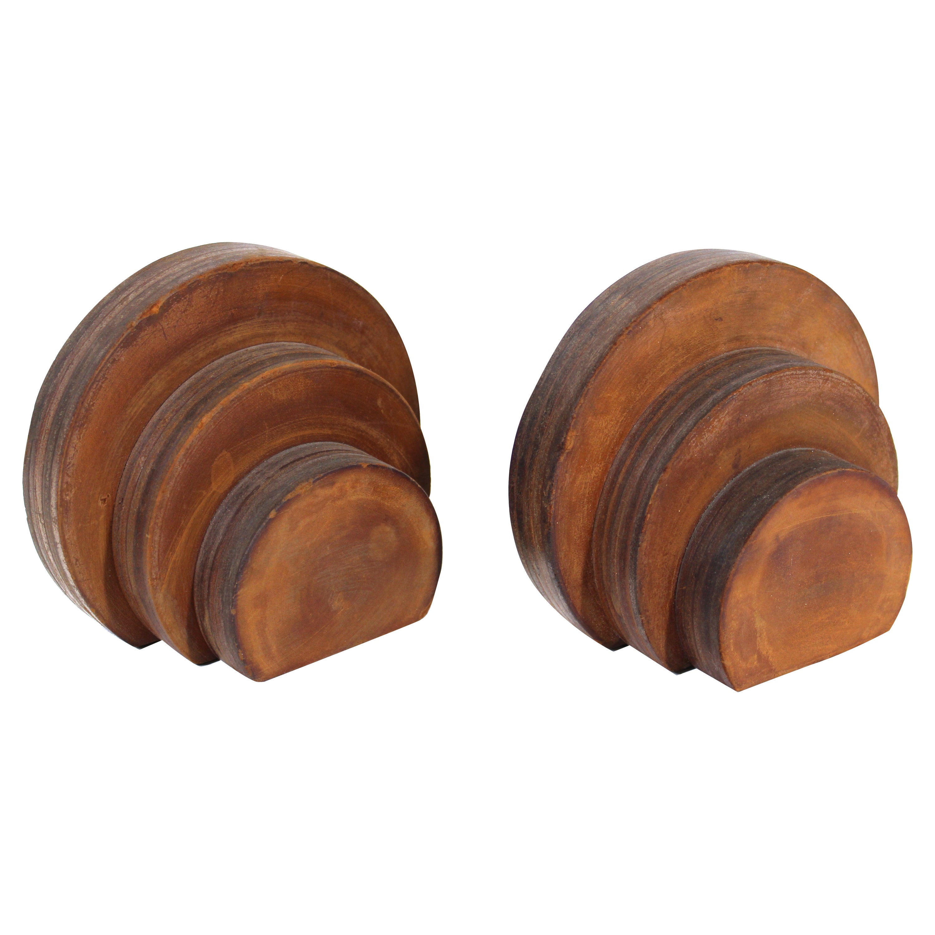 American Art Deco Streamline Stacked Leather Bookends