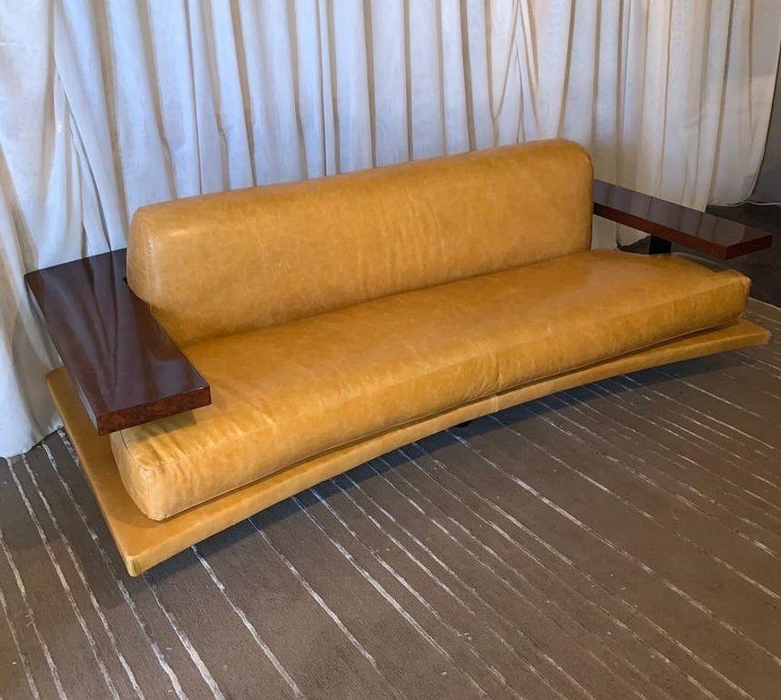 Other American Art Deco Style Burl Walnut Sofa For Sale