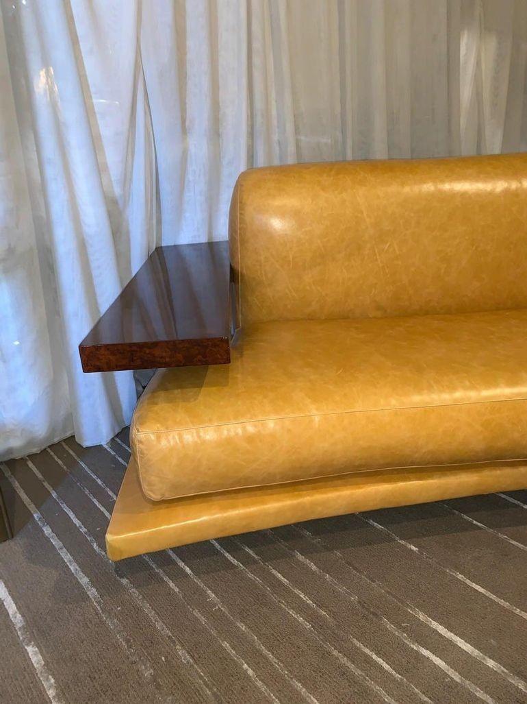 20th Century American Art Deco Style Burl Walnut Sofa For Sale