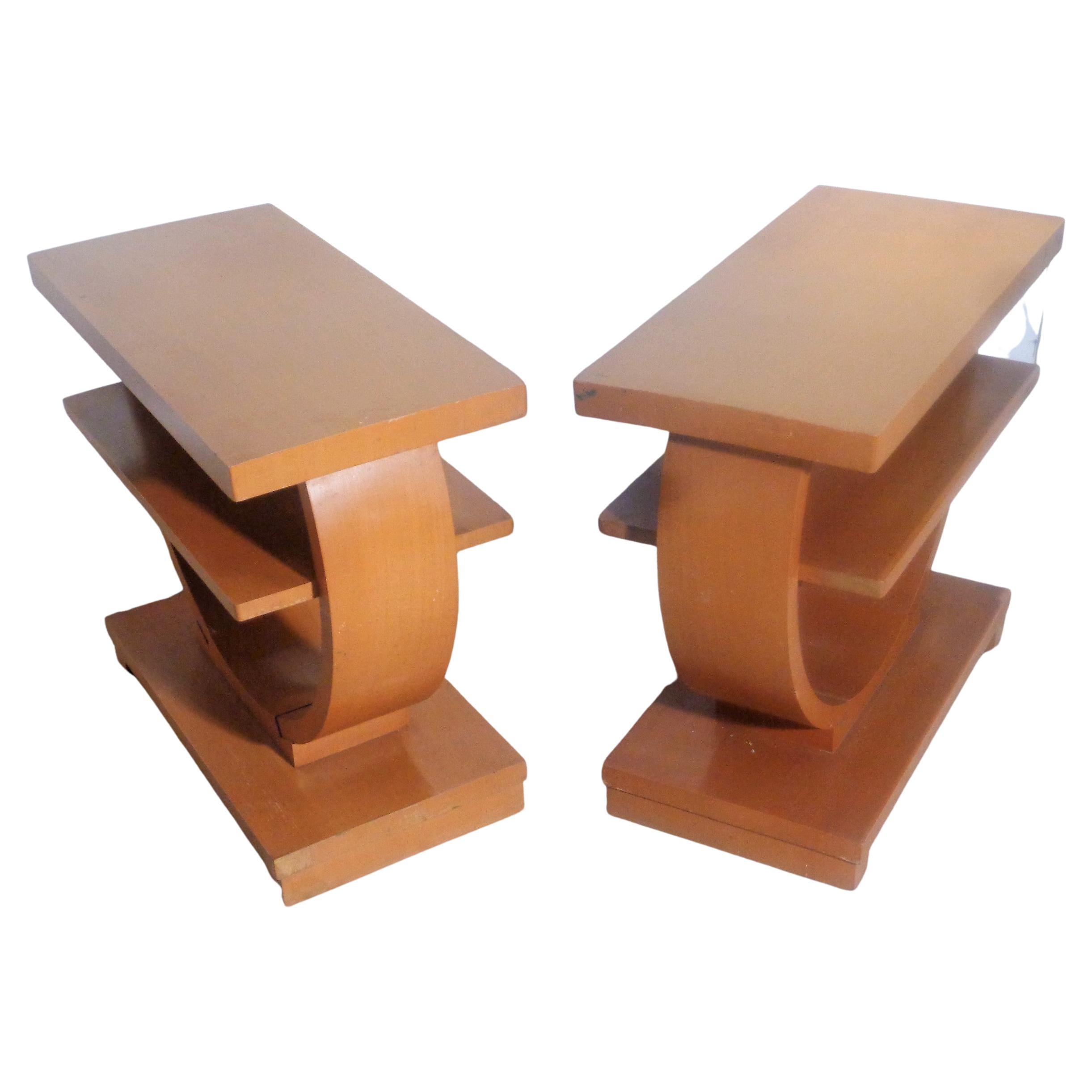 Mid-20th Century Pair Art Deco Side Tables by Gilbert Rohde for Brown Saltman  For Sale