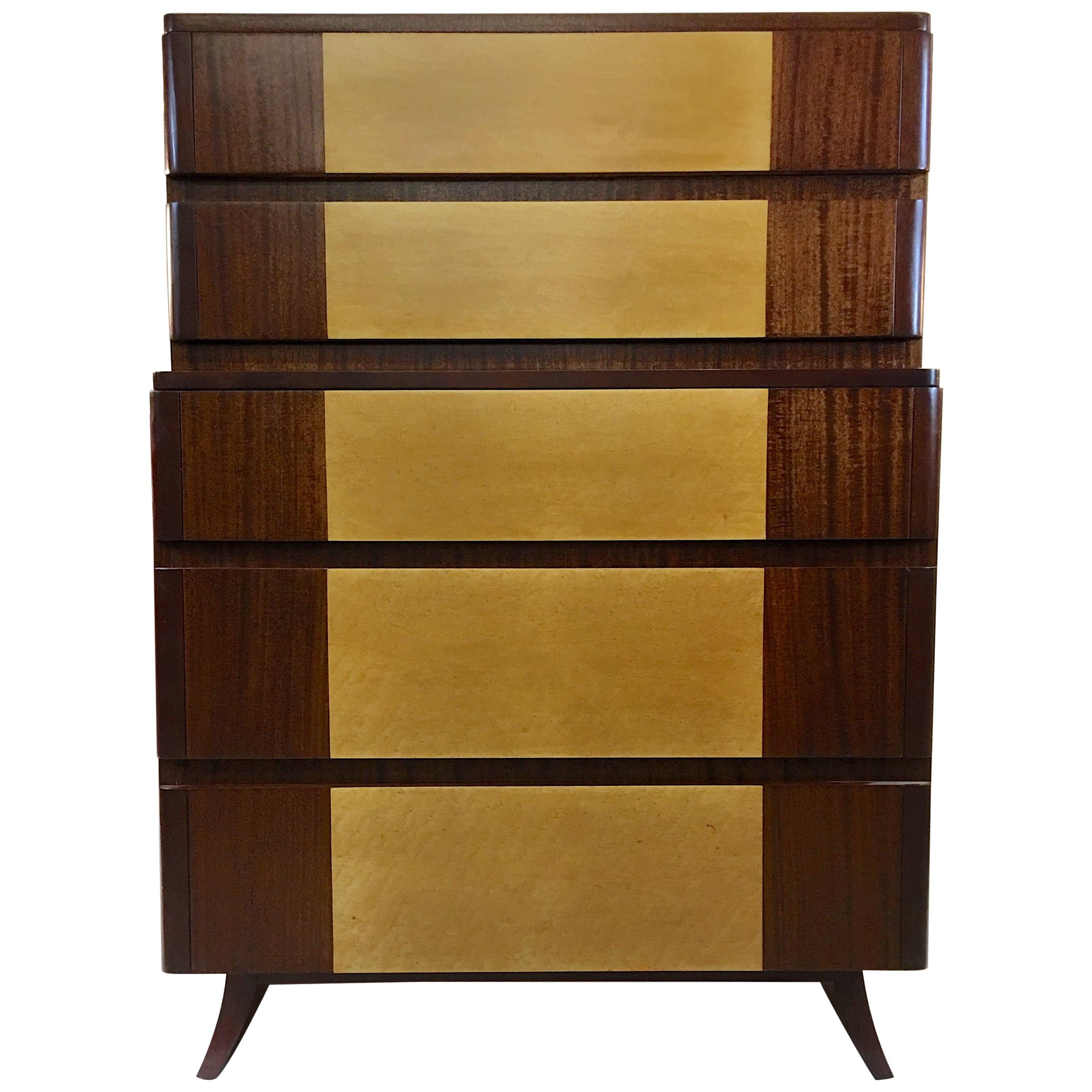 American Art Deco Tall Chest of Drawers by R-Way For Sale