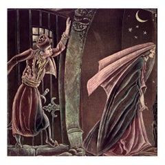 American Art Deco Velvet Persian People Wall Hanging