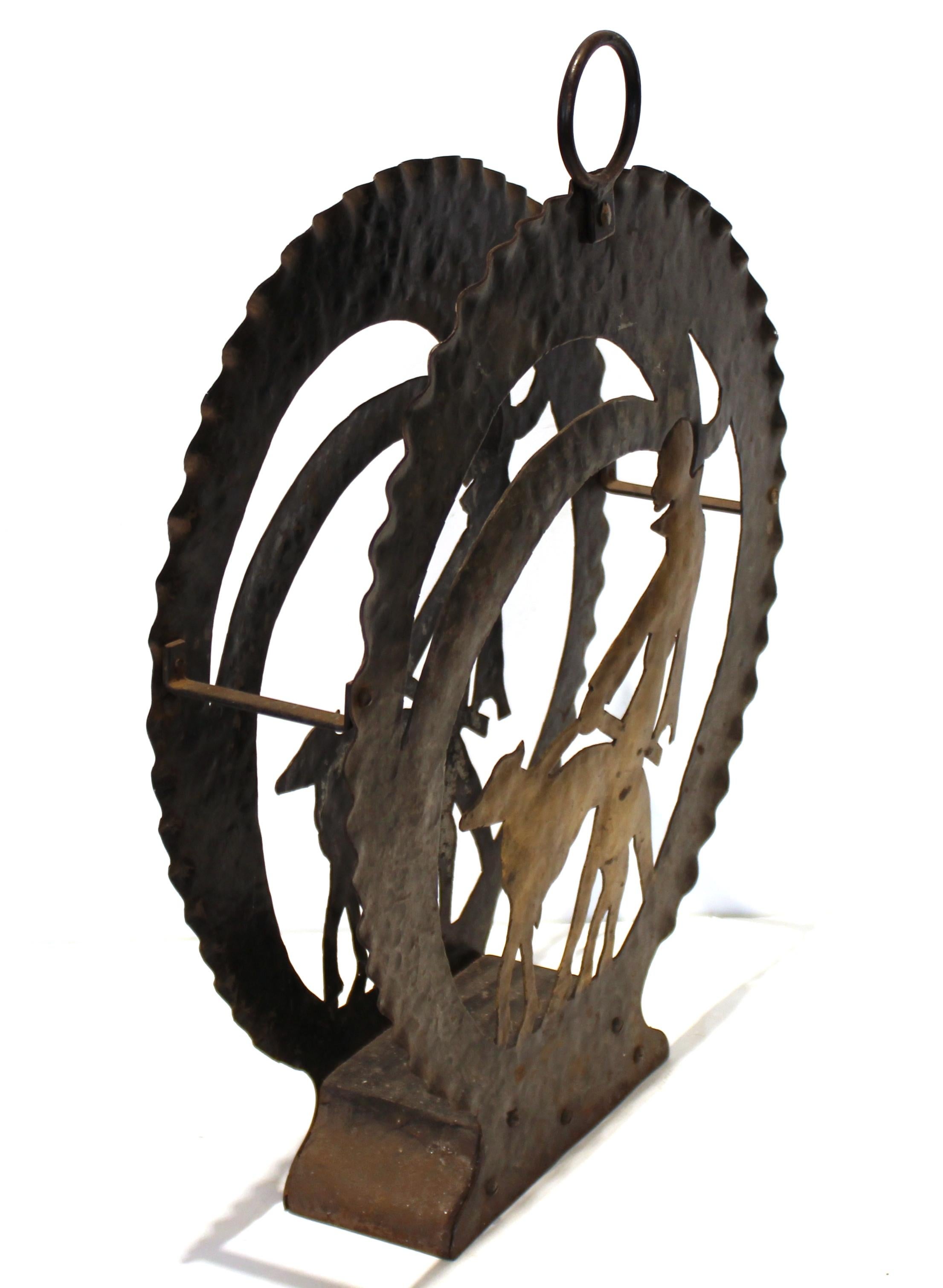 American Art Deco Wrought Iron and Cut Iron Magazine Rack 3