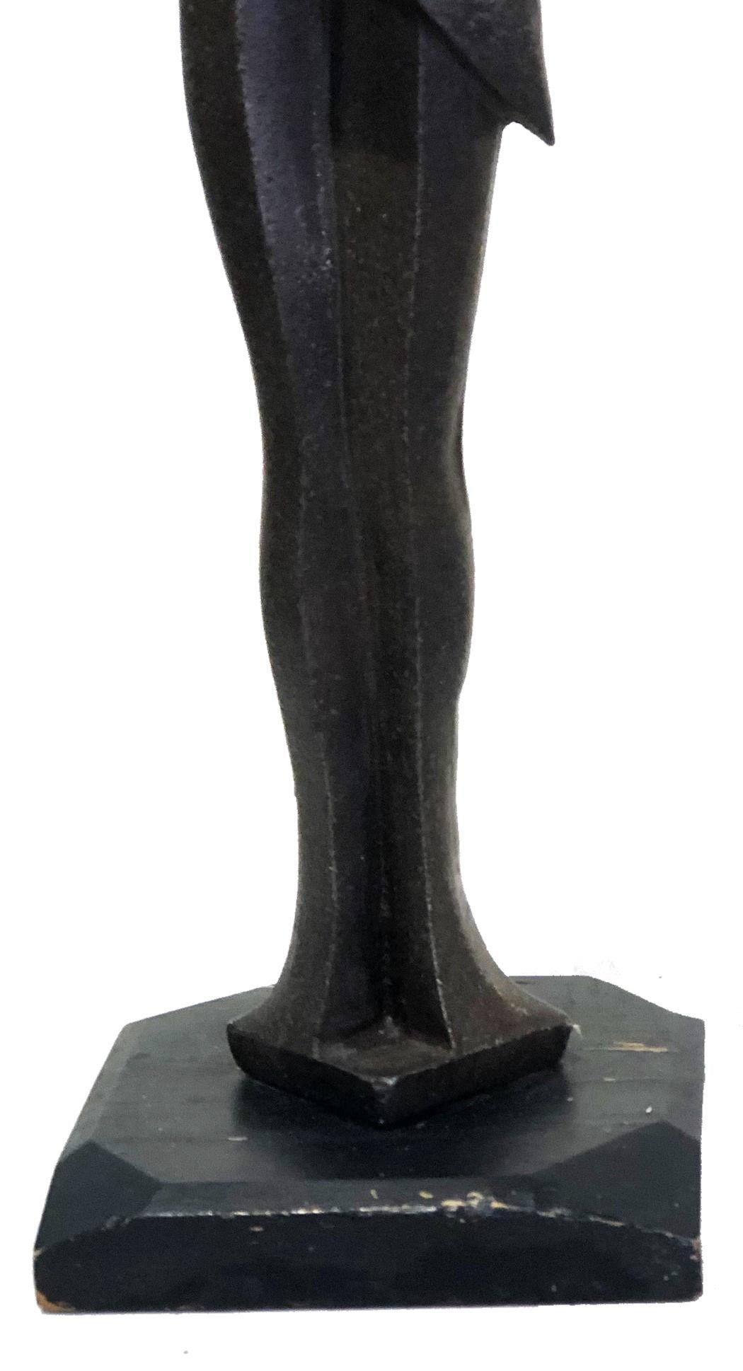 American Art Deco Wrought Iron Sculpture of Nude Female, ca. 1920’s  In Good Condition For Sale In New York, NY