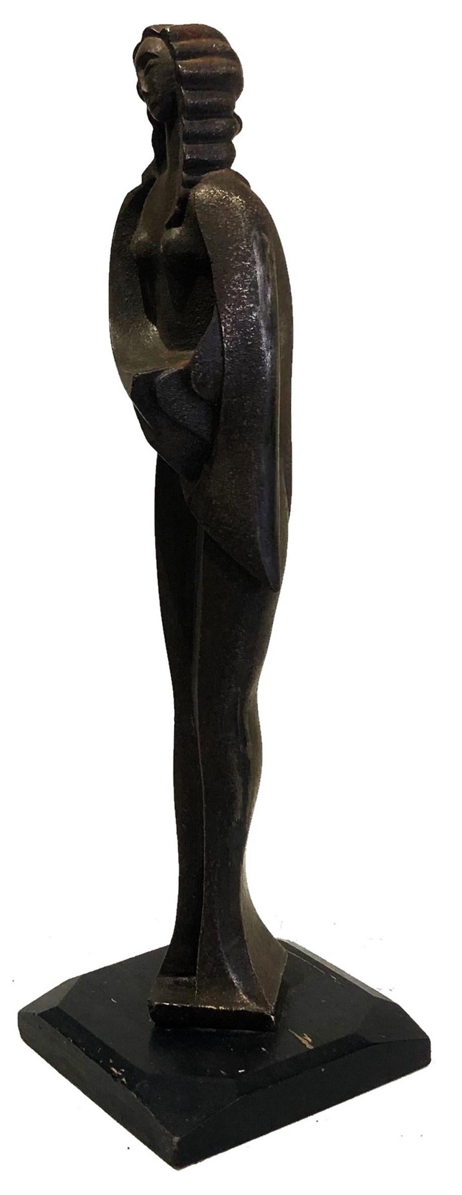 Early 20th Century American Art Deco Wrought Iron Sculpture of Nude Female, ca. 1920’s  For Sale