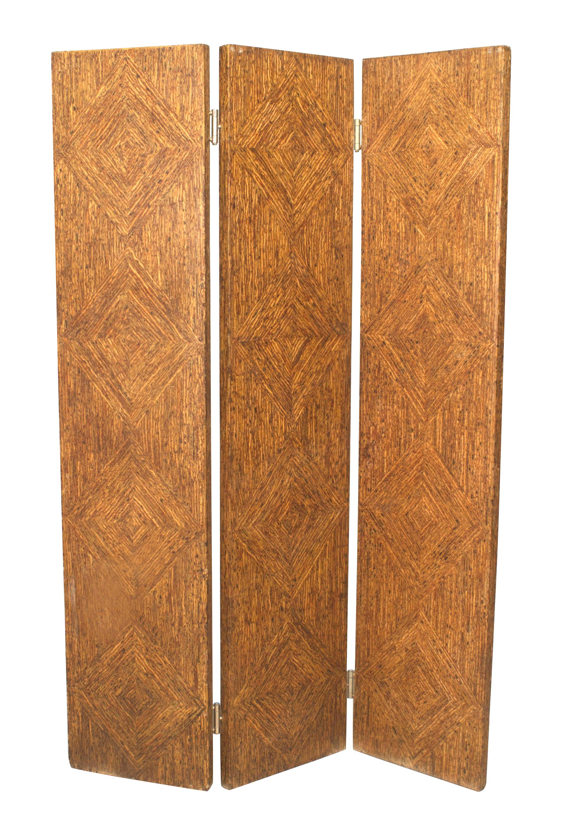 Mid-20th Century American Art Moderne Faux Painted 3 Fold screens For Sale