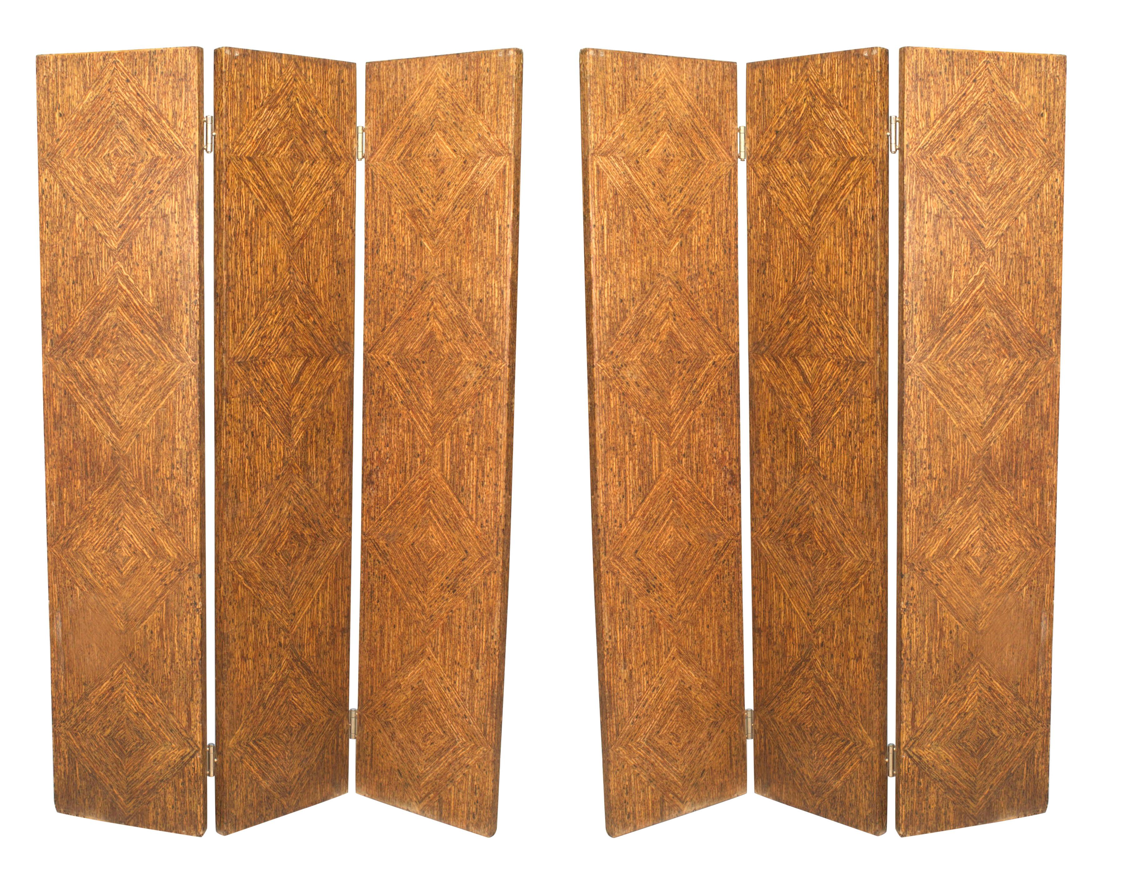American Art Moderne Faux Painted 3 Fold screens For Sale
