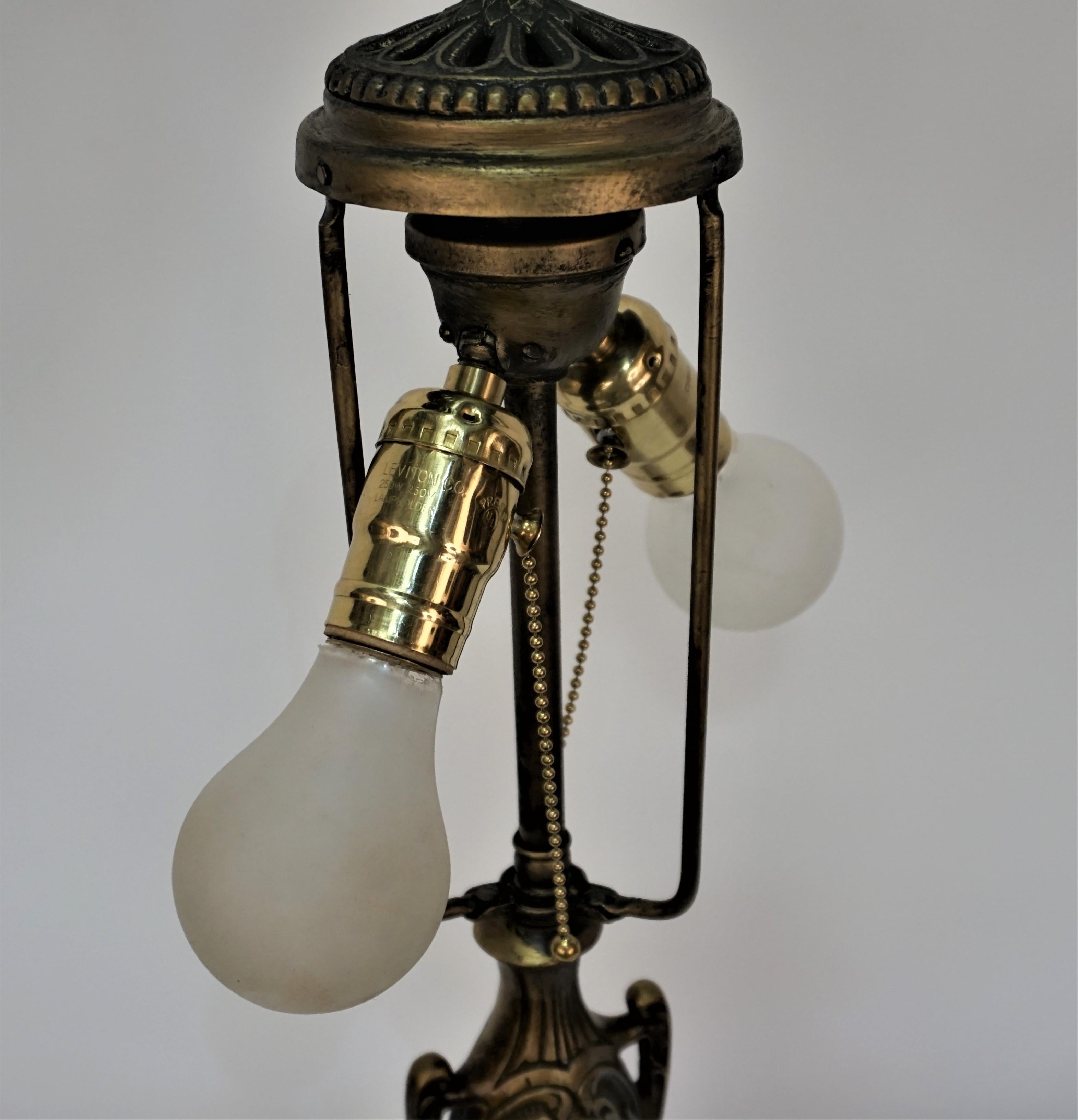 American Art Nouveau American Slag Glass Table Lamp, Early 20th Century 3