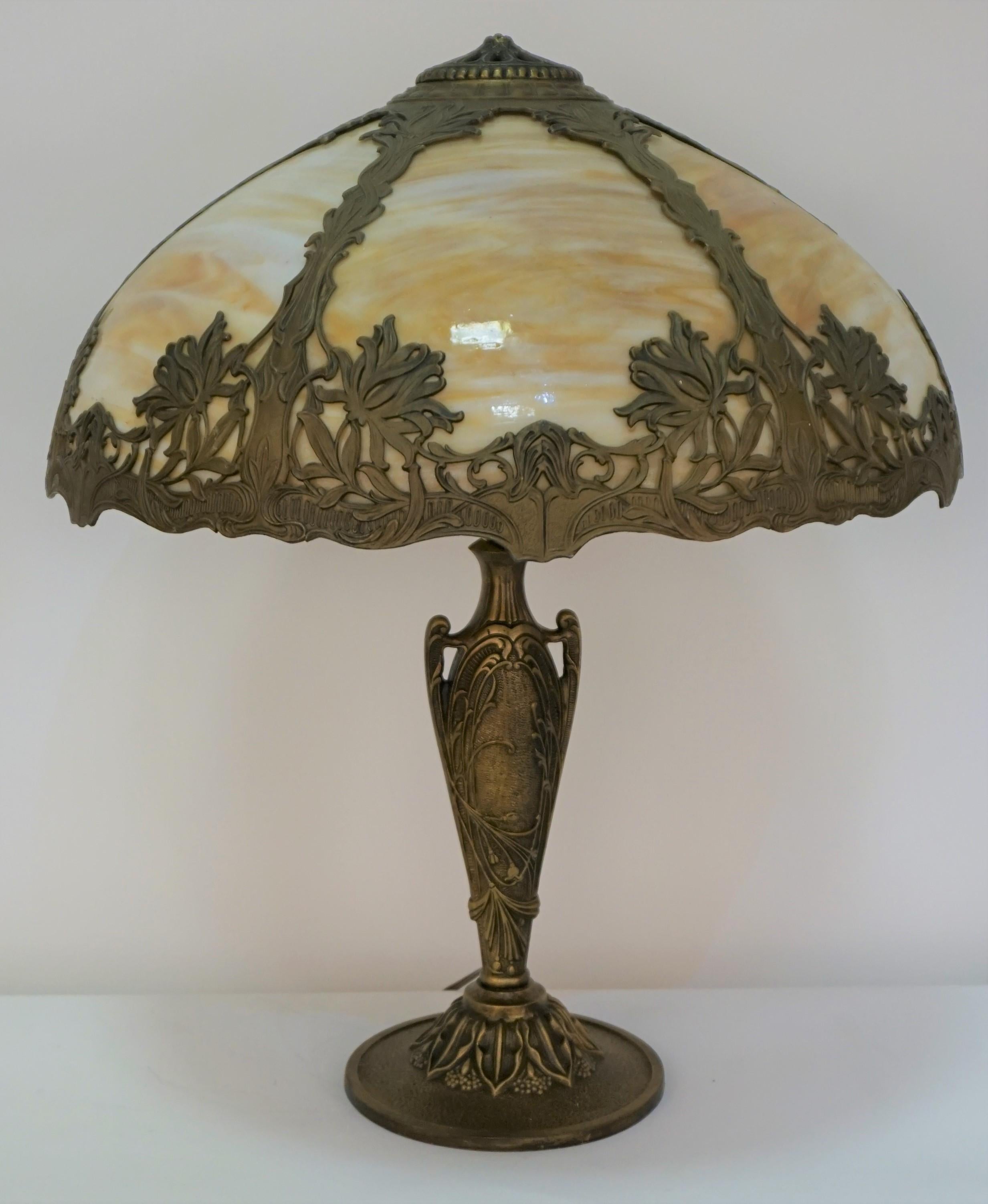 American Art Nouveau American Slag Glass Table Lamp, Early 20th Century 4