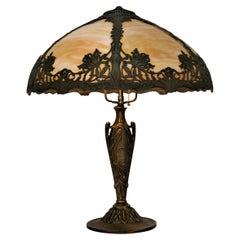 American Art Nouveau American Slag Glass Table Lamp, Early 20th Century