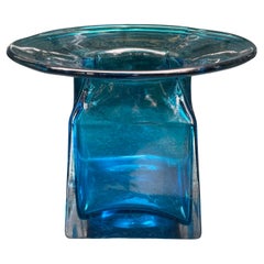 Vintage American Art Nouveau Aquamarine Blue Glass Vase.