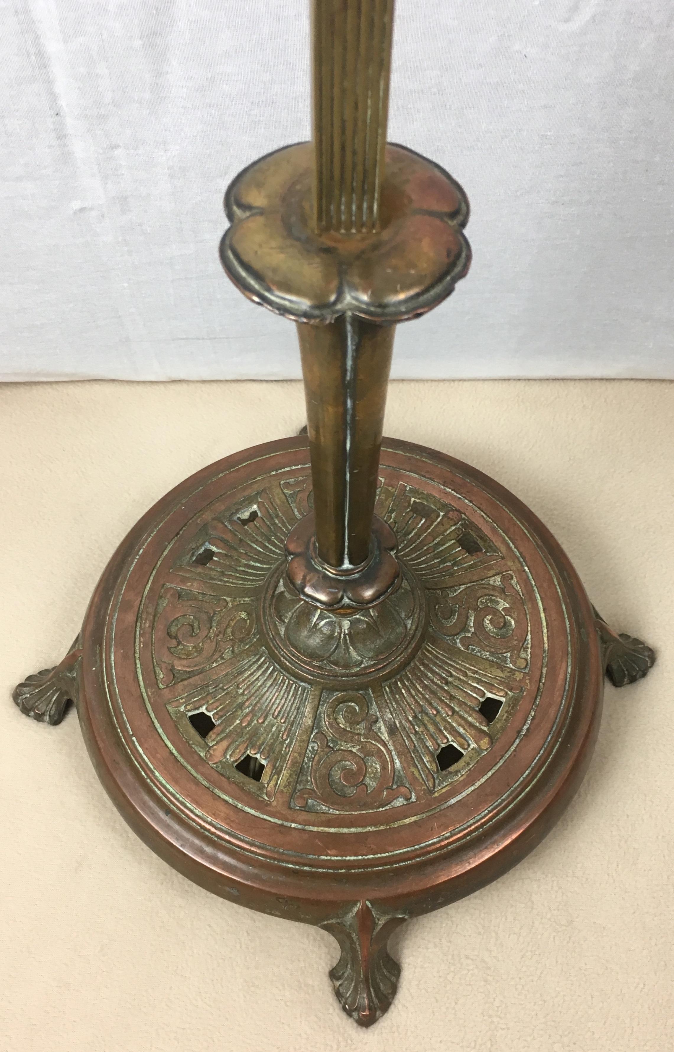 American Art Nouveau Deco or Arts & Crafts Floor Lamp by Artistic Brass & BZ Wks In Good Condition In Miami, FL