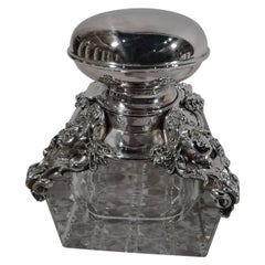 American Art Nouveau Classical Sterling Silver Inkwell by Kerr
