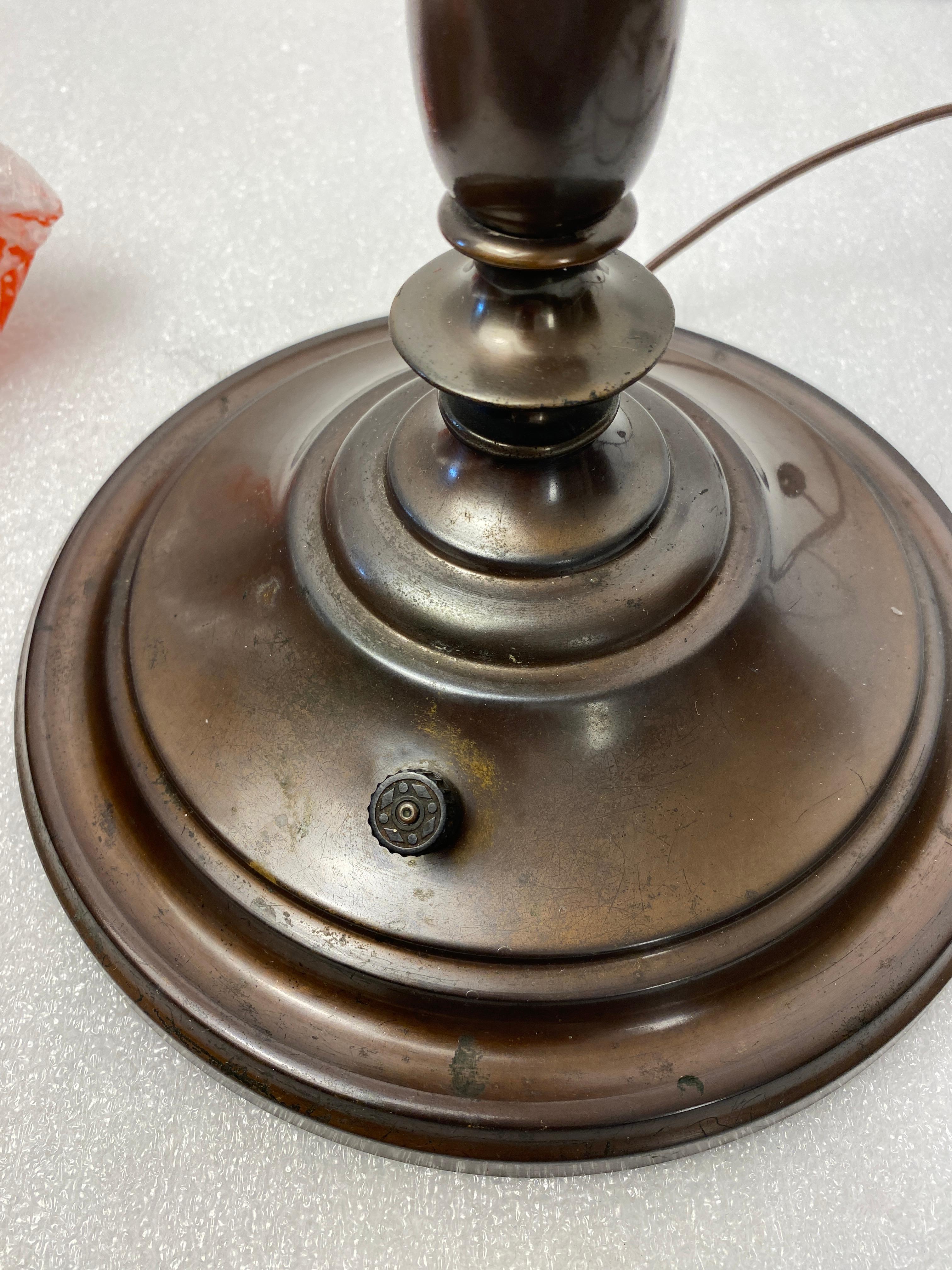Brass American Art Nouveau Emeralite Table Lamp For Sale