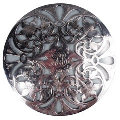 American Art Nouveau Floral Silver Overlay 10-Inch Round Trivet